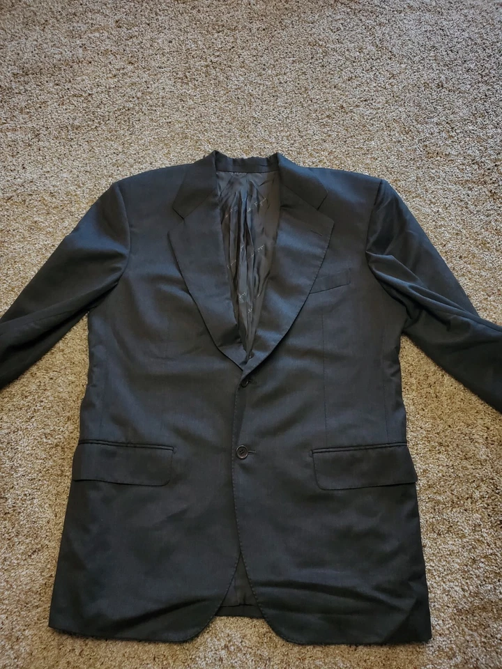 Salvatore Ferragamo костюм куртка 52R Евро мужской серый двойной вентиляции шерсти Италии сделано - Изображение 4 из 4