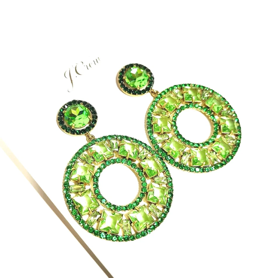 Pendientes colgantes J.Crew cristal cóctel verano verde chapado en oro latón BO281 NUEVOS CON ETIQUETAS Foto 4 de 4