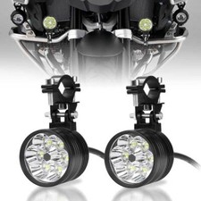 2X Motorcycle Motorbike 6 LED Front Fog Spot Lights Bike Headlight Lamp Hi/Lo