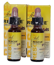 Bach Rescue Remedy Kids 10ml Dropper Twin Pack Vegan Alcohol Free Calm Support