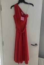 Kate Spade Women’s Red Poplin Belted Sabrina Flame Scarlet Dress Size UK 2