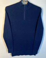 Normal Brand Size Medium Dark Blue Rib Knit Cotton Blend Quarter Zip Sweater
