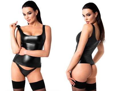 NOIR HANDMADE WETLOOK TOP clubwear schwarz kunstleder gothic