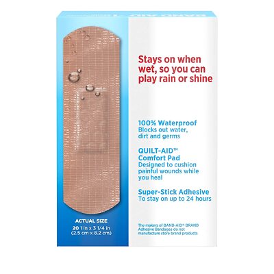 Tiras Adhesivas Resistentes Al Agua BAND-AID - 20 Unidades (2 Cajas), Tamaño 1" X 3.25", Ideal Para Heridas