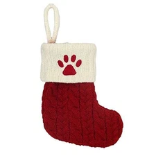 8-in. Knit Monogram Christmas Stocking, Paw Print 