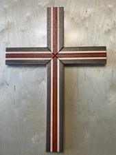 Wood Cross Exotic African Padauk & Walnut & Maple Large 24” ( Custom Crucifix )