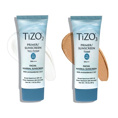 TIZO Facial Mineral Sunscreen Primer TIZO3 Tinted/TIZO2 Non-tinted SPF40 1.75 oz