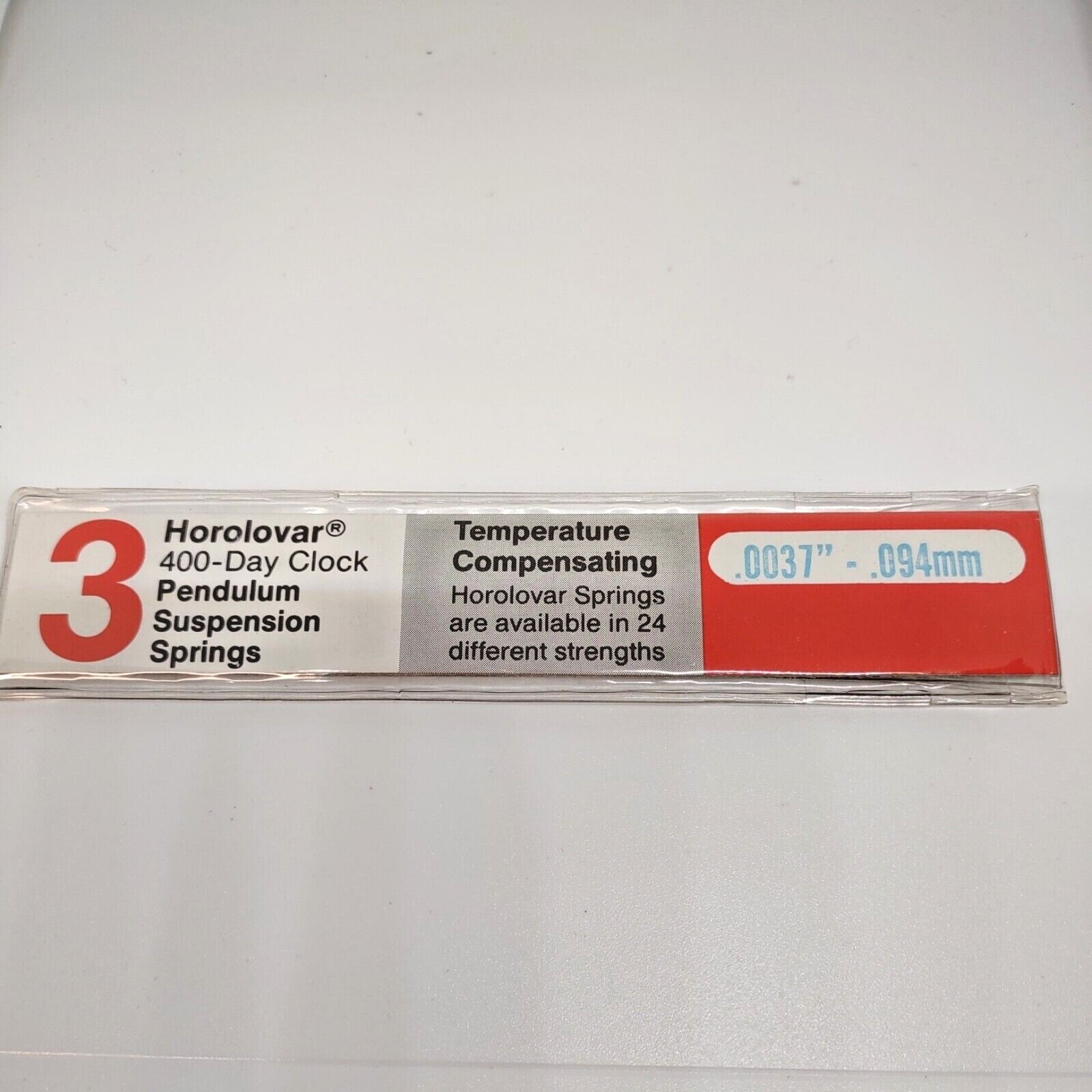 NOS HOROLOVAR 400 Day Clock Pendulum Suspension Springs .0037"/.094mm 3