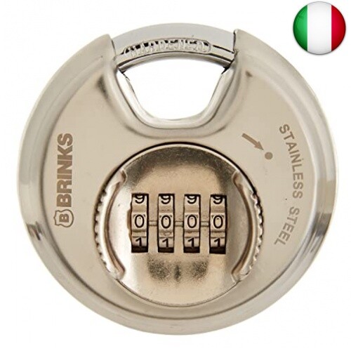 BRINKS 173-80051 Lucchetto a disco a combinazione in acciaio inossidabile, 80 mm