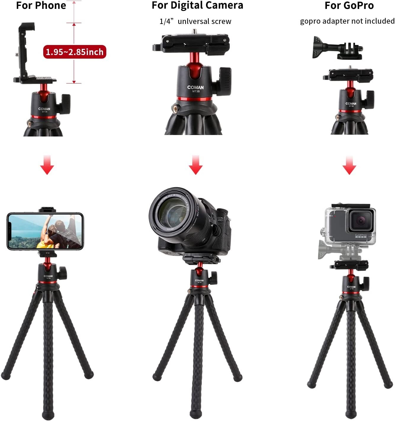 Phone Tripod, COMAN Flexible Camera Tripod, Hidden Phone Tripod Mount eBay