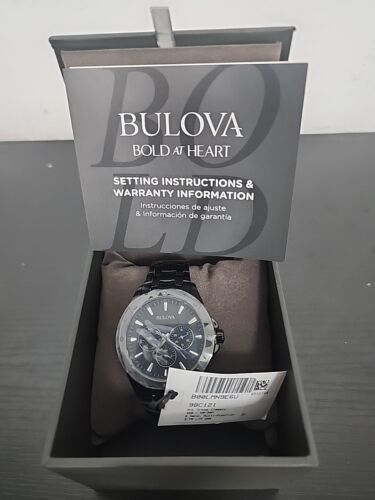 Bulova Mens Watch 98C121 Classic Black Dial Black Stainless Steel Men's - NEW