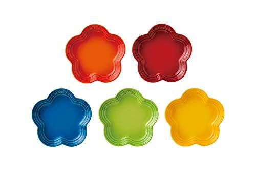 【専用】LE CREUSET 花型フルール皿【S】レインボープレート 5枚セット Le Creuset Flower Plate Dish Bright Rainbow 23cm 5 Color Set