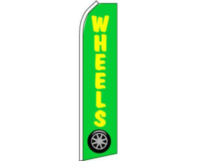 Pack of 2 Wheels Tires Green Yellow Swooper Super Feather Advertising Flag 100D