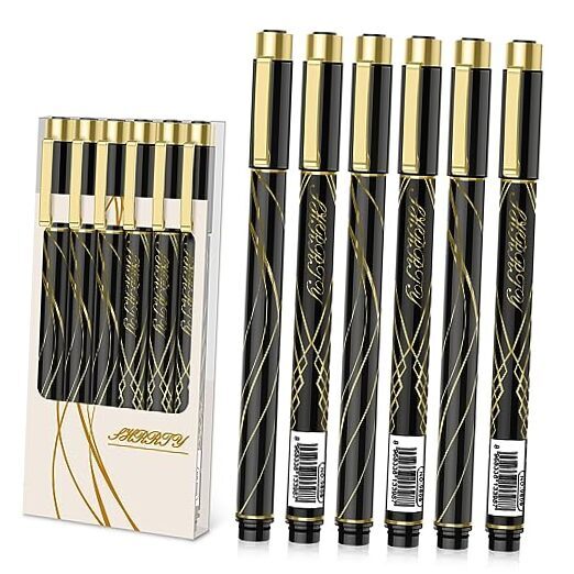 Pens Bulk 6-Pack, Black Ink pens, Quick Dry Ink Gel Pens, Medium Point-image