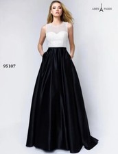ABBY PARIS BY LUCCI LU Black and White Floor Length Prom Dress 95107- Size 4