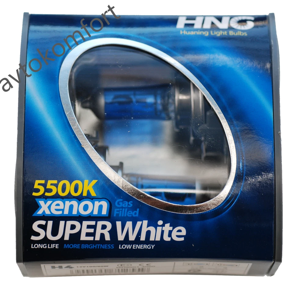 Set H4 100/90W Super White Xenon Look Halogen Blue Xenon Light Headlight Bulbs  - Image 3 of 4