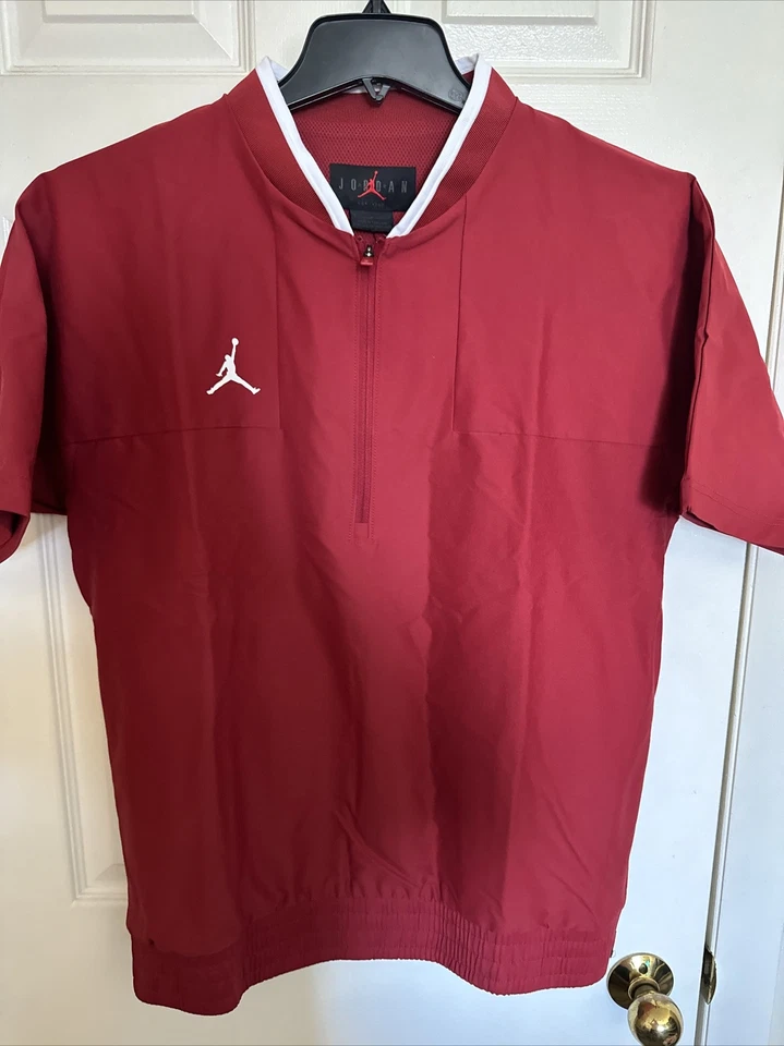 Jordan Мужская средний короткий рукав тренер футбольная куртка малиновый/белый CV5858-613 - Изображение 2 из 4
