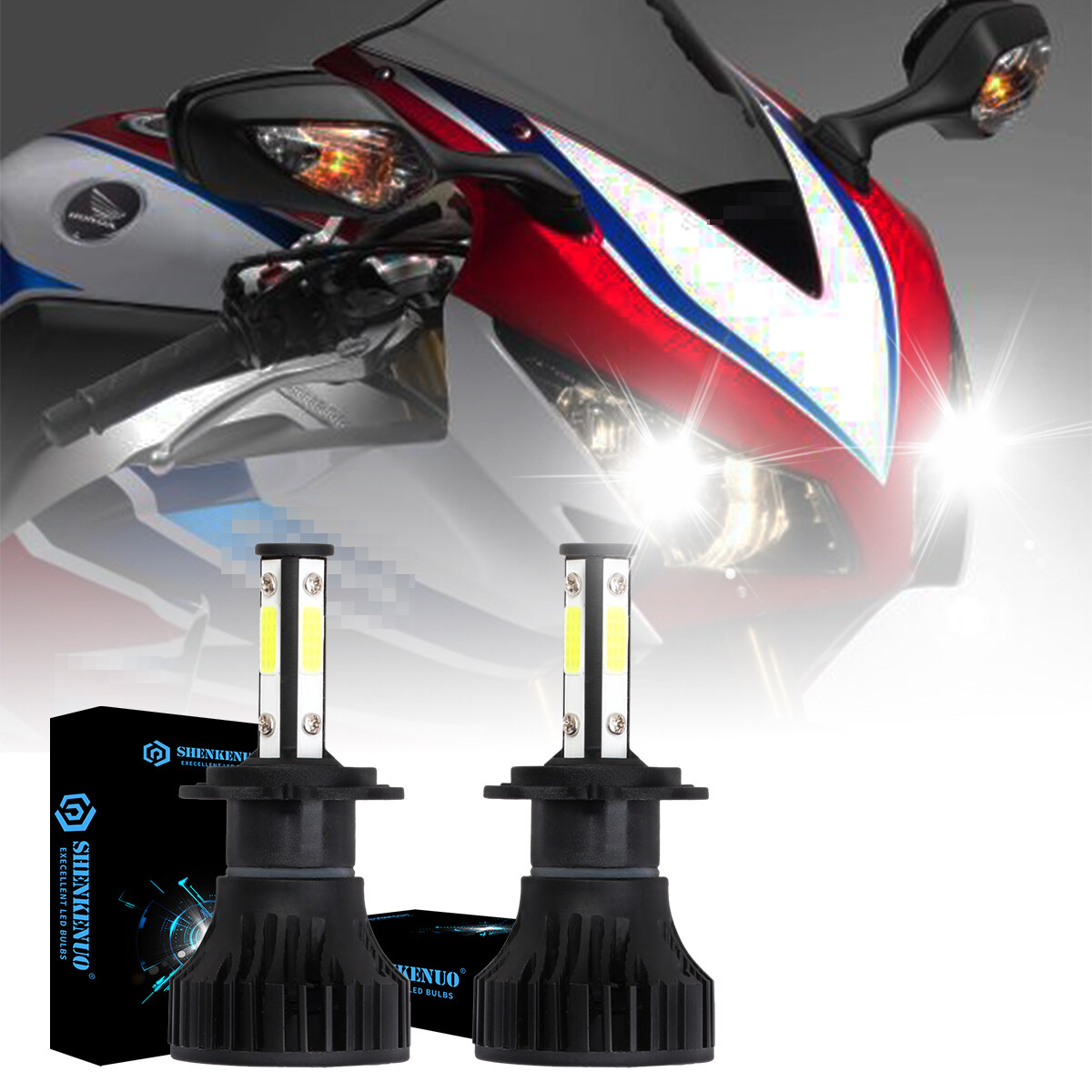 Set Of 4 H7 LED Headlight Bulbs - 6500K Cold White, For Honda CBR1000RR & CBR600RR 2 thumbnail image