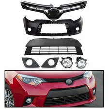 For 2014-2016 Corolla L LE Front Bumper Cover & Upper Lower Grille & Fog Lights