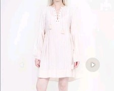 Ulla Johnson Helena Mini Dress Cottagecore Sz 2 Pink White Cotton Crew Neck