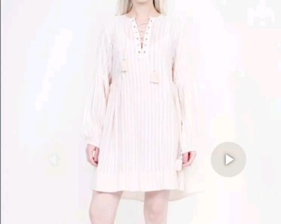 Ulla Johnson Helena Mini Dress Cottagecore Sz 2 Pink White Cotton Crew Neck