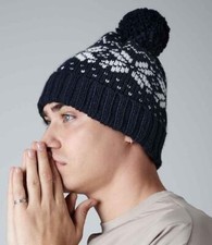 Beechfield Fair Isle Snowstar Beanie Cuffed Design Pom Pom Casual Winter Fashion