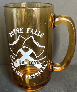 Boyne Falls Logging Days Polish Festival Amber Glass Stein 