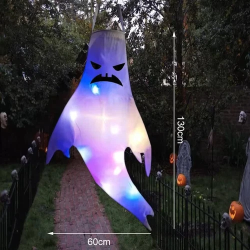 3er Pack 51" Halloween Geist Windsäcke gruselig hängend leuchtender Geist mit LED Lichter - Bild 6 von 14