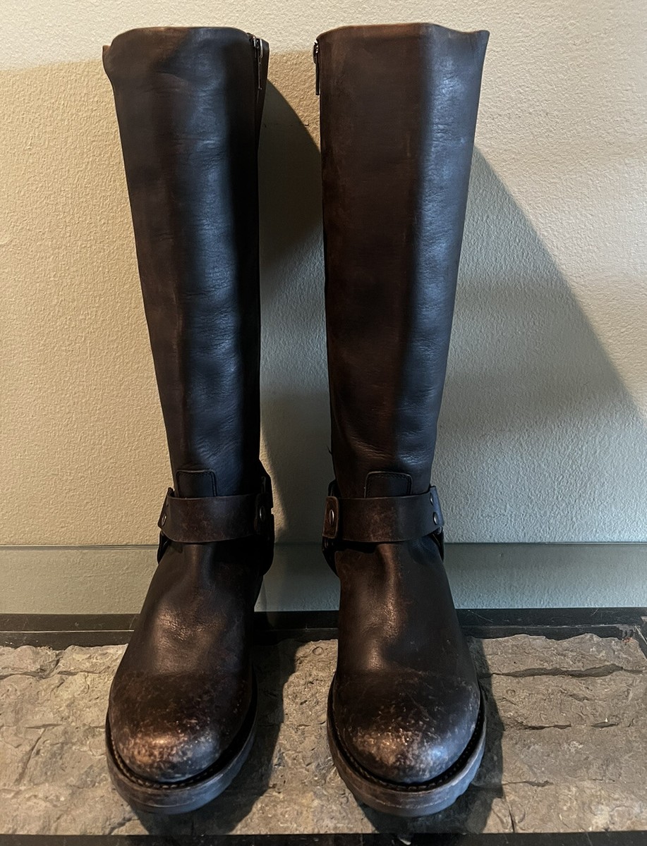 FRYE Stone Harness Chelsea Boots Black Boho Grunge Moto Biker Western Cowboy 9 Frye Harness Boots Womens Size 6 Black Leather Square Toe  main image 4