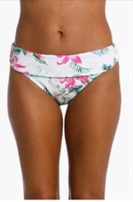 La Blanca Mystic Shirred Hipster Bikini Bottom Wmns Sz 14 NEW No Sani Liner