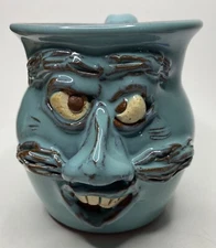 Funny Face 3d Mug Coffee Tea Cup Seagrove NC Handmade Studio Pottery Linda Potts