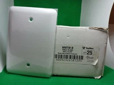 25 PACK TayMac WMTW-B 1-Gang Metal Mid Size Wallplate Maxi Blank White Textured