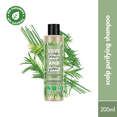 Love Beauty & Planet Tea Tree, Peppermint & Vetiver Scalp Purify Shampoo, 200ml