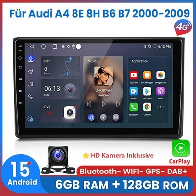 Für Audi A4 8E 8H B6 B7 2000-2009 Carplay Android15 Autoradio GPS Navi CAM 128GB