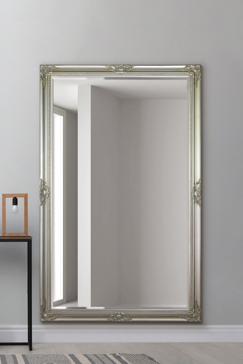 Extra Large Wall Mirror Silver Vintage Full Length 5Ft6 X 3Ft6 165.5cm X 105.5cm