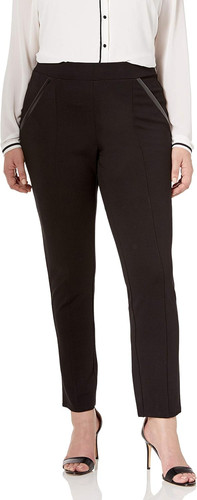 Rafaella Women's Plus-Size Ponte Comfort Fit Slim Leg Pants 20, Black