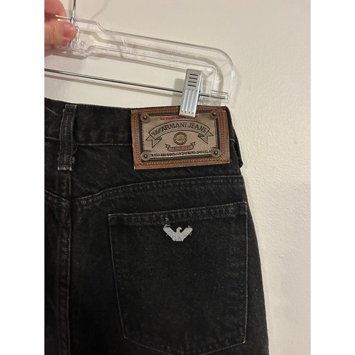Vintage 90s Armani Jeans SIMINT S.p.A. Made in USA Black High Waist Denim - Bild 4 von 4