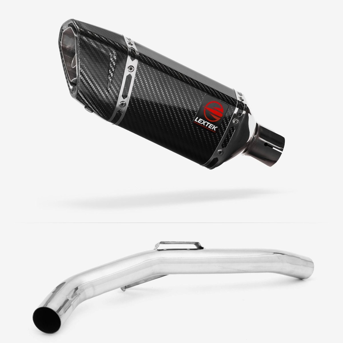 Lextek Carbon Fibre SP11C 200mm Exhaust with Link Pipe Silencer Rear Polished