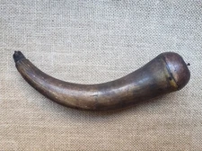 🔥 ANTIQUE SOUTHERN PINNED BONE TIP POWDER HORN INCISED DOME PLUG Virginia NC?