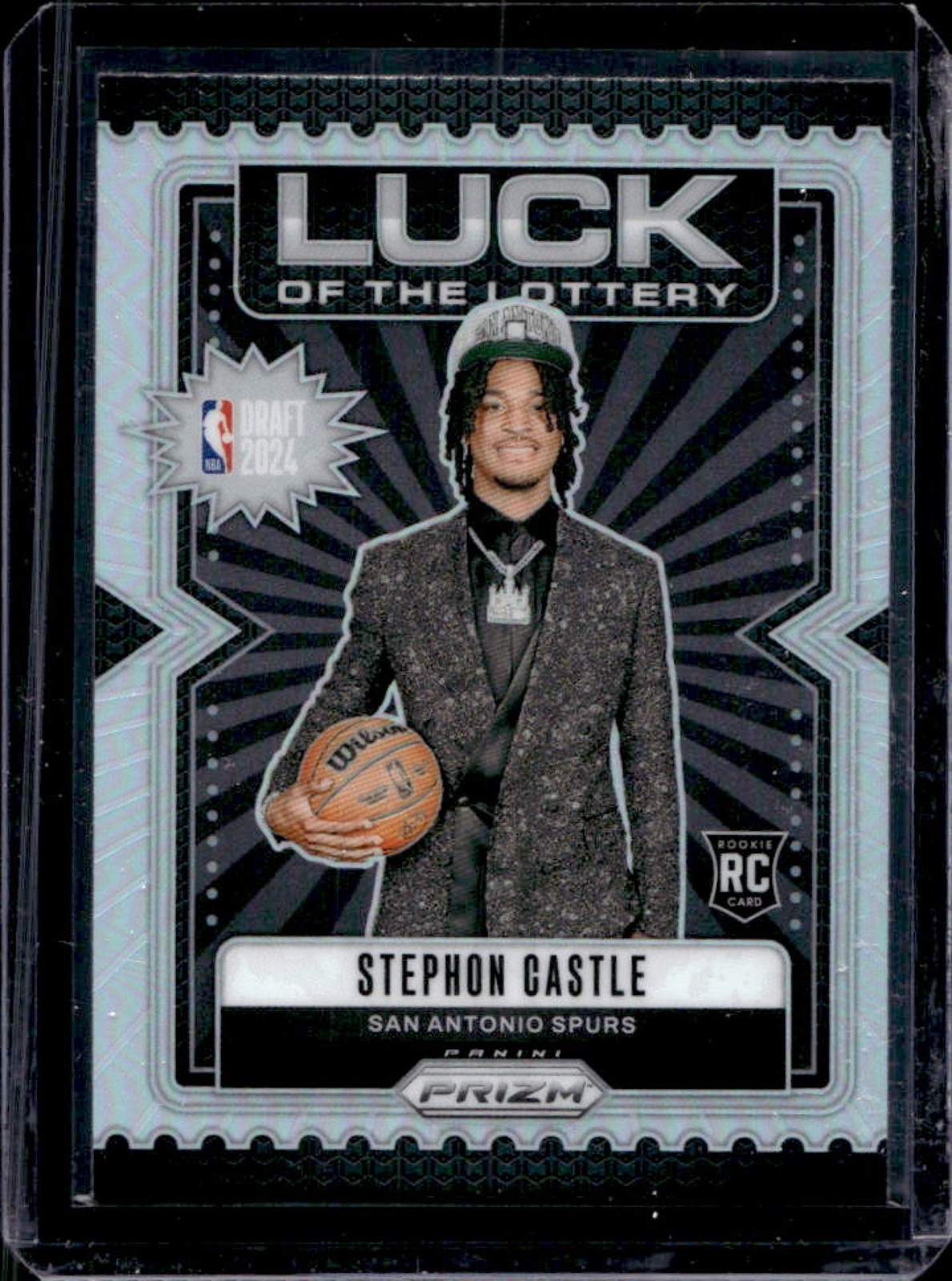 2024-25 Prizm Stephon Castle Luck of the Lottery RC Silver #12 Spurs