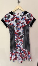 Peter Pilotto Womens Abstract Floral Stripe Short Sleeve Dress Size 8 Geometric