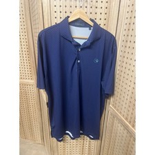 Turtleson Mens Navy Blue Geometric Print Performance Golf Polo Shirt Large