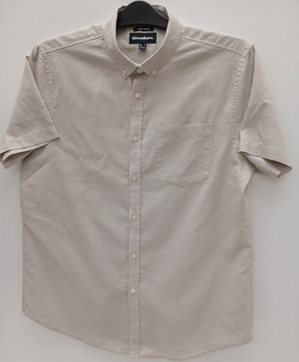 Threadbare Mens Large Linen & Cotton Short Sleeve Summer Shirt Natural P2P 23''.
