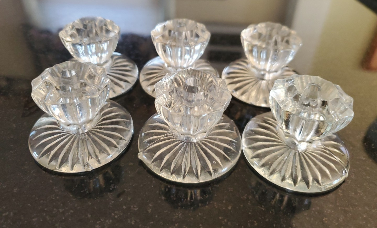 Vintage Crystal Clear Glass Pulls Knobs 1920s ~ NEW