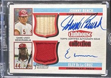 2025 Topps Heritage Dual Auto Relic Johnny Bench Elly De La Cruz Hand #’d /10