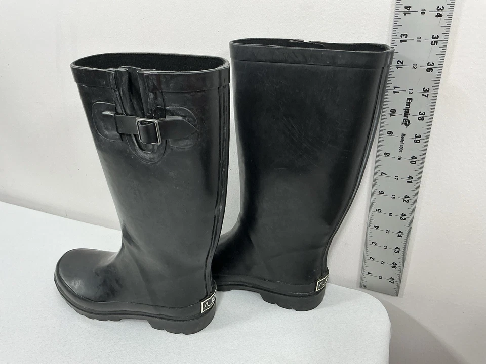 Botas de lluvia para mujer Sugar hasta la rodilla 6 de goma negra  Foto 4 de 4