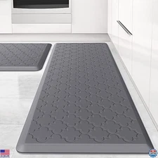 Cushioned Anti-Fatigue Kitchen Mat Set [2 PCS] - Waterproof Non-Skid Foam Rugs