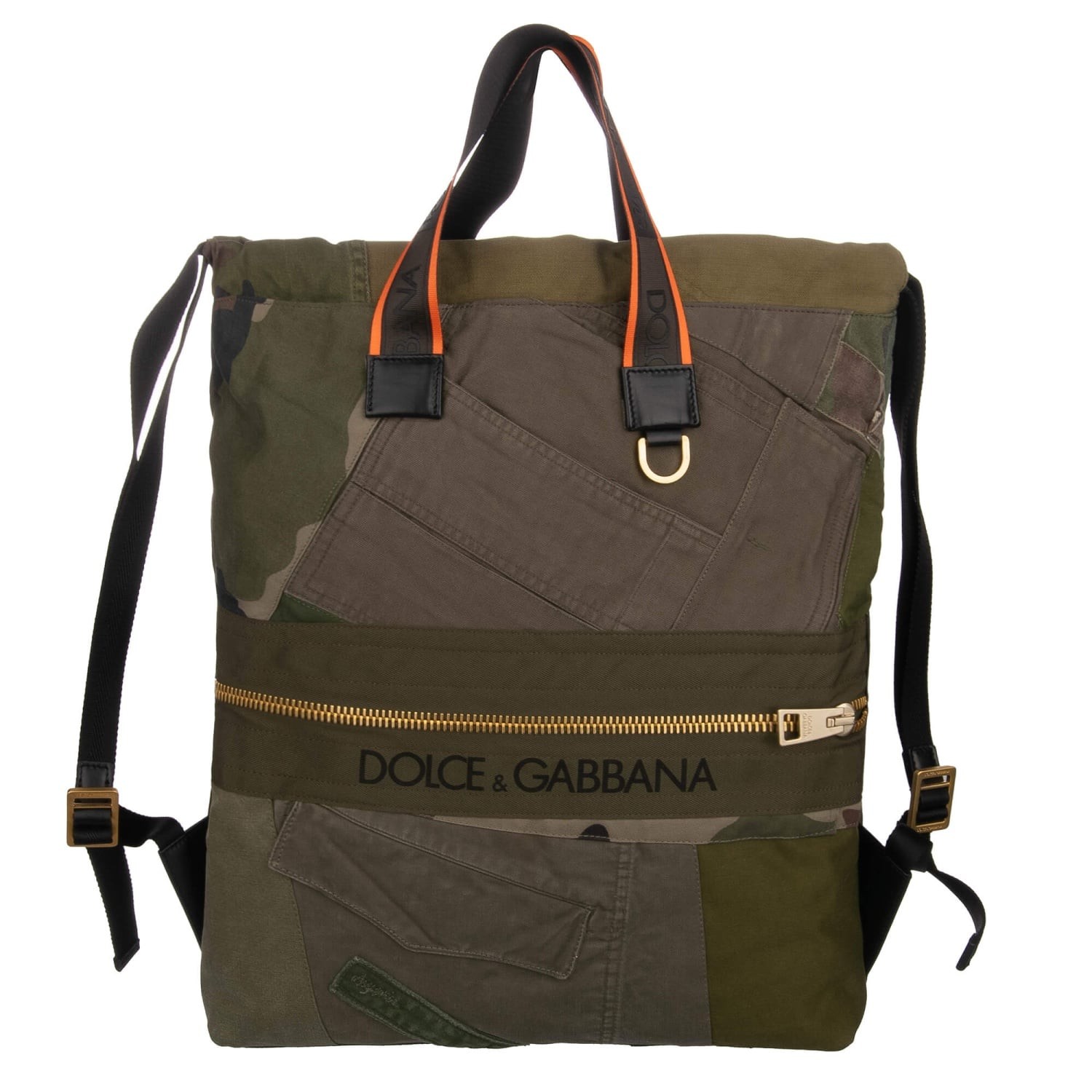 DOLCE & GABBANA DG Logo Military Patch Pocket Green Camouflage Backpack Bag