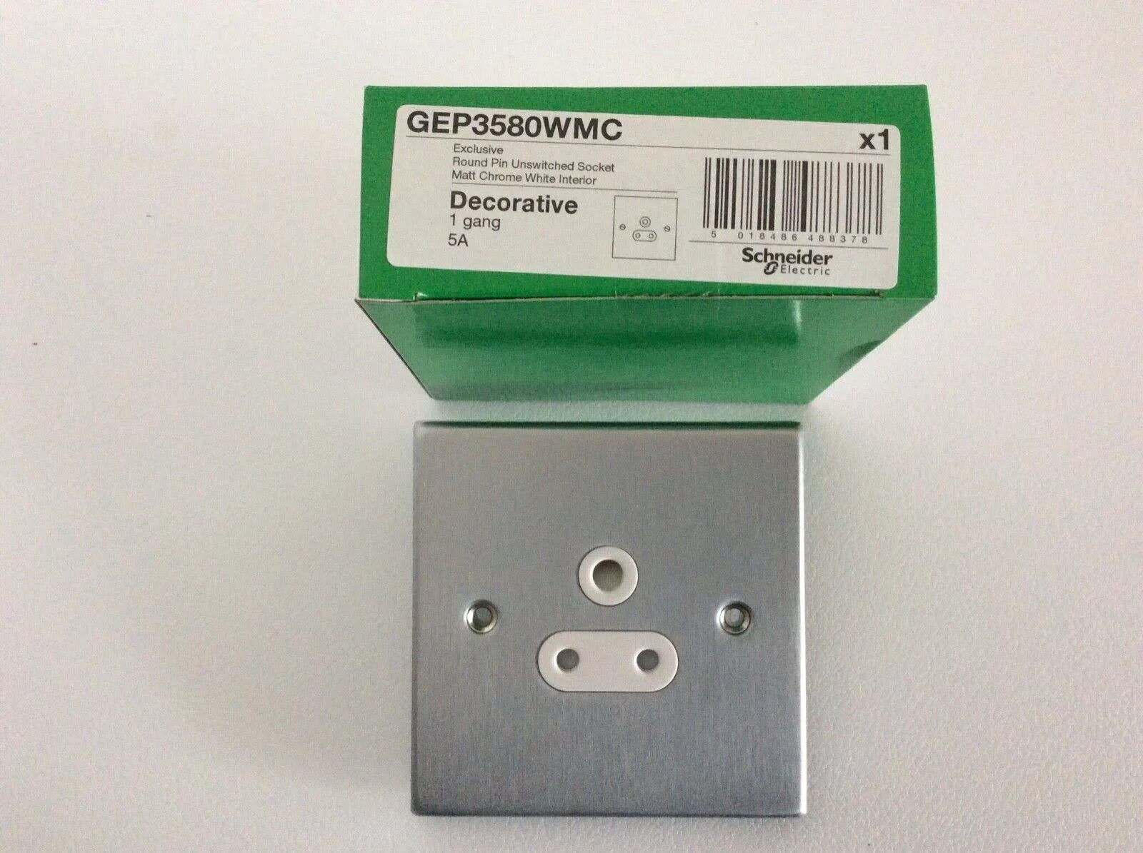 Schneider 5amp 1 Gang Round Pin Unswitched Socket GEP3580WMC