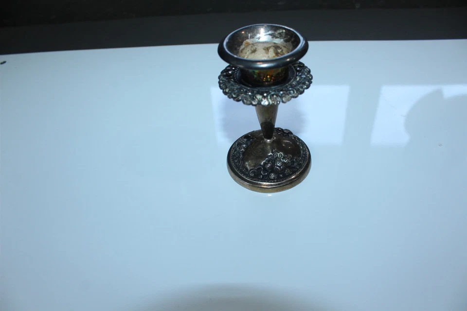 Candelabro de plata .800 vintage marcado .800 REAL con sello de 3" de alto Foto 4 de 4